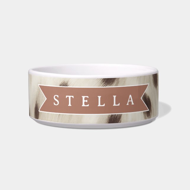 Tigela Personalized Chic Neutral Leopard Animal Print (Frente)