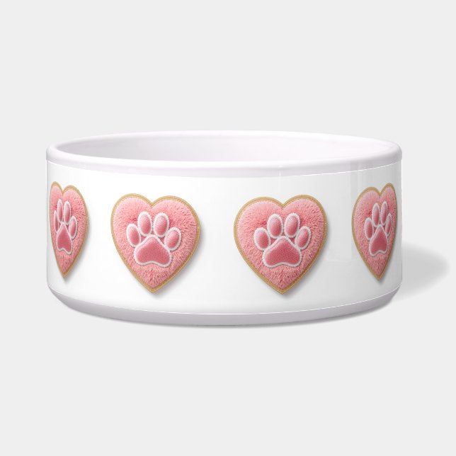Tigela Personalized Dog Bowl | Pet Mom Chenille Paw Print (Frente)