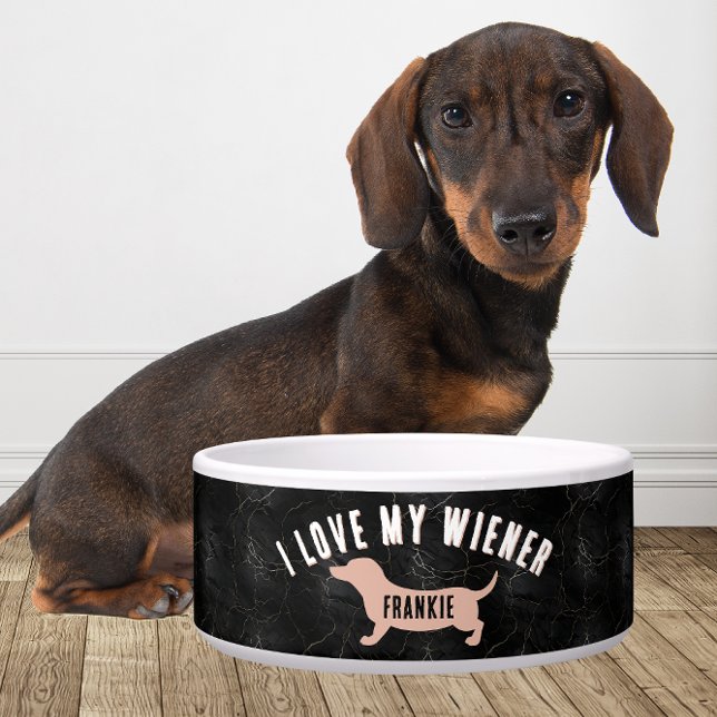 Tigela Personalized I Love My Wiener funny Dachshund (Criador carregado)