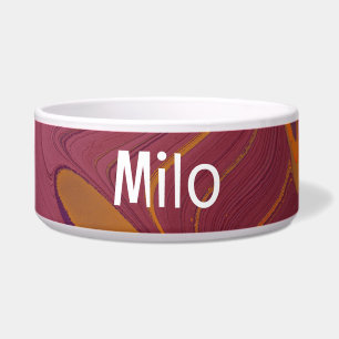 Tigela Pet Bowl Abstrato colorido com texto MILO