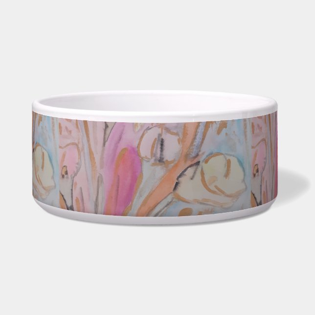 Tigela Pet Bowl abstrato Pastel Floral (Frente)