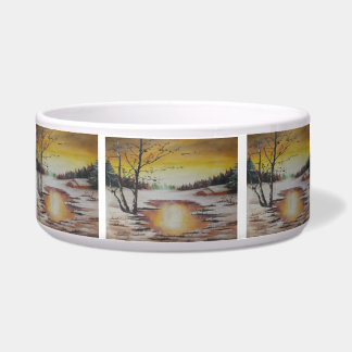 Tigela Pet Bowl Ann Hayes Pintando Cena de Inverno
