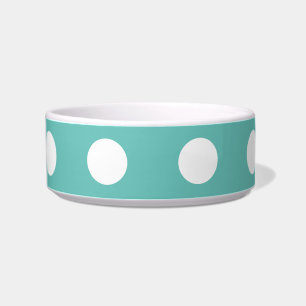 Tigela Pet Bowl bolinhas (Aqua & White)