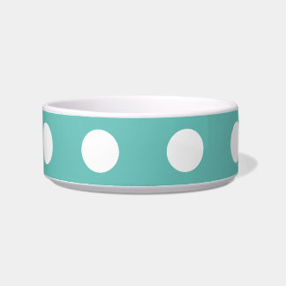 Tigela Pet Bowl bolinhas (Aqua & White)