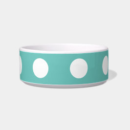 Tigela Pet Bowl bolinhas (Aqua & White)