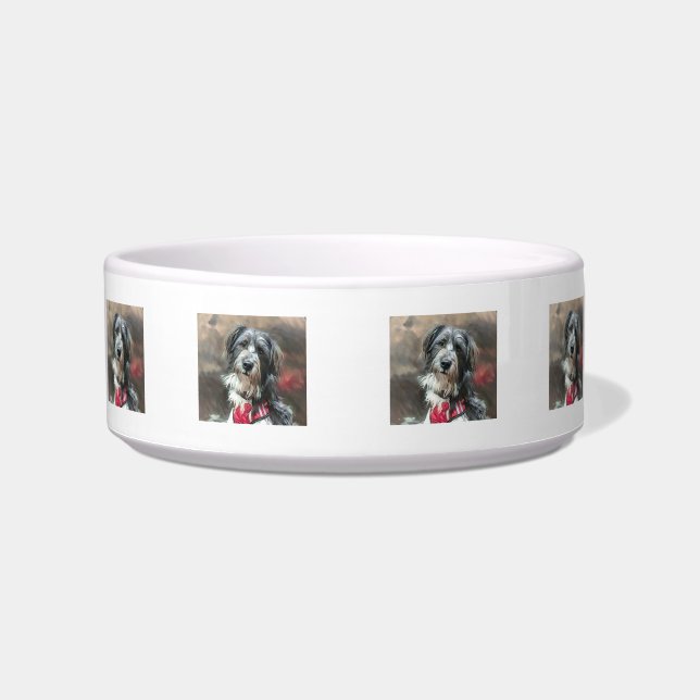 Tigela Pet Bowl, Cachorro Negro e Branco (Frente)