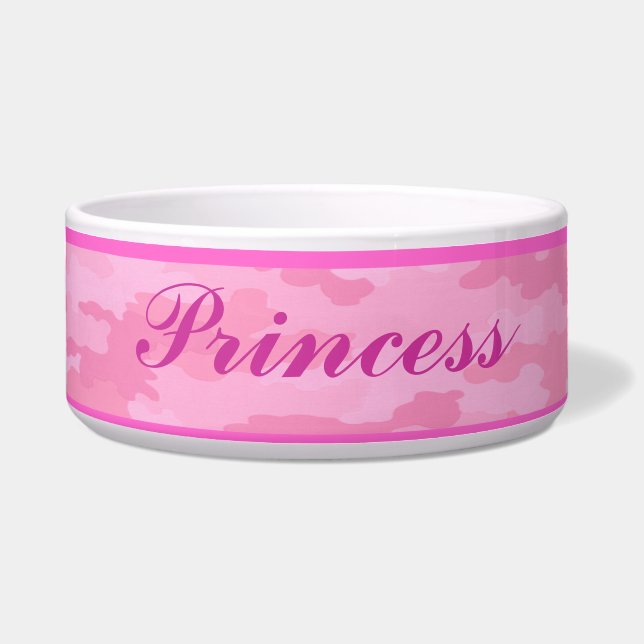 Tigela Pet Bowl - Camuflagem Rosa Personalizada (Frente)