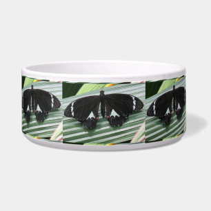 Tigela Pet Bowl, cerâmica, borboleta branca e preta