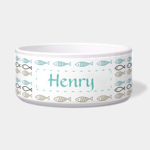 Tigela Pet Bowl Cerâmica - Design de Peixes Escandinavos