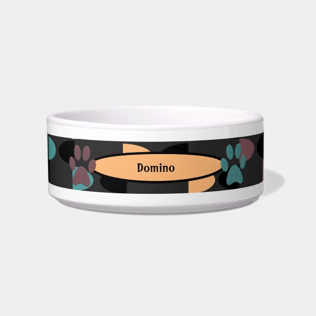 Tigela Pet Bowl com Abstrato de Fita Cortada com Pinças (Frente)
