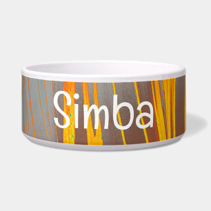 Tigela Pet Bowl com Abstrato marcado com texto SIMBA