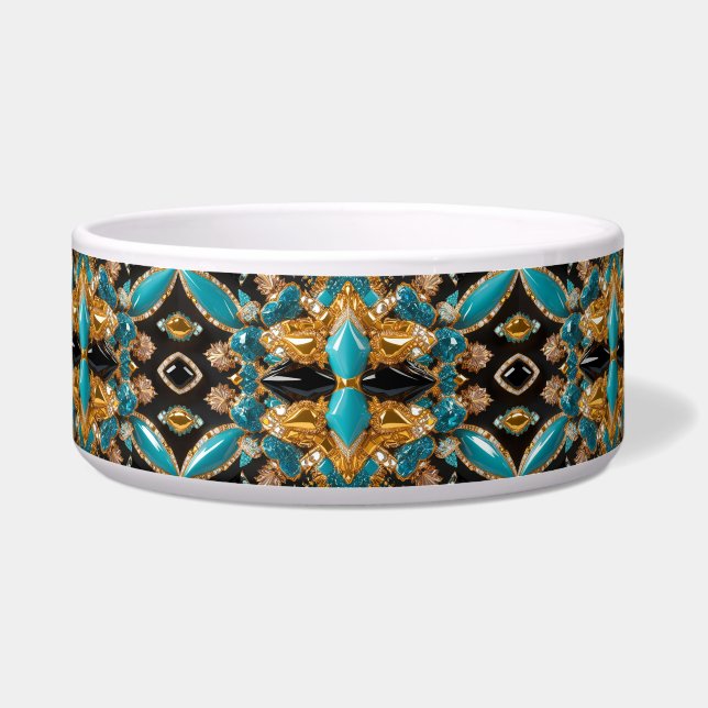 Tigela Pet Bowl com as cores das Bahamas Design abstrato (Frente)