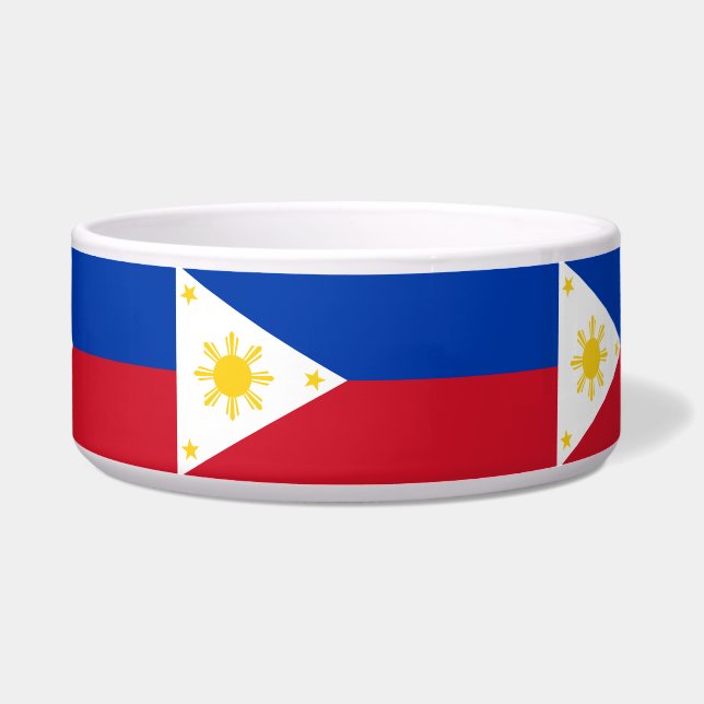 Tigela Pet Bowl com bandeira das Filipinas (Frente)