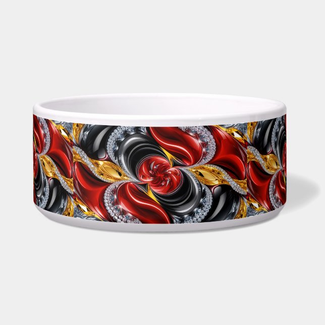 Tigela Pet Bowl com Design Abstrato de Cores Alemãs (Frente)