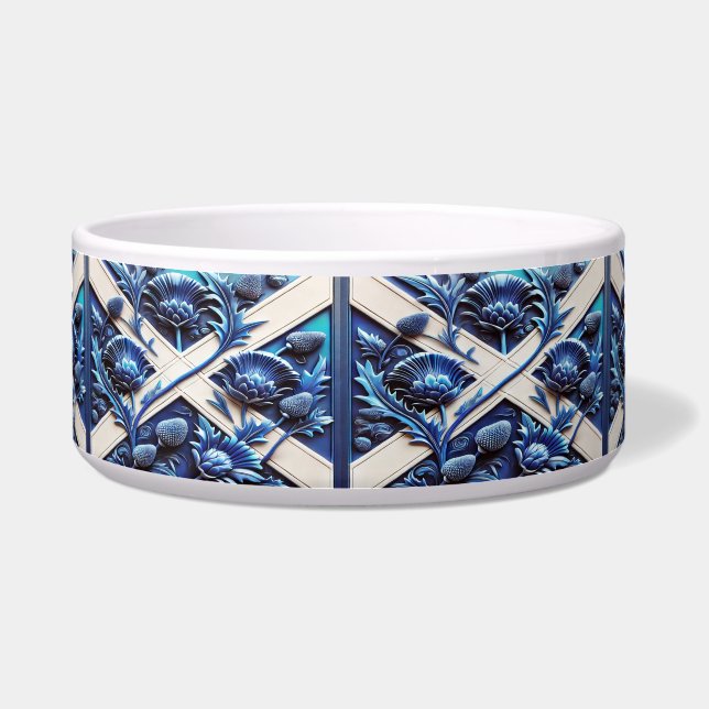 Tigela Pet Bowl com Design de Thistles Escocês (Frente)
