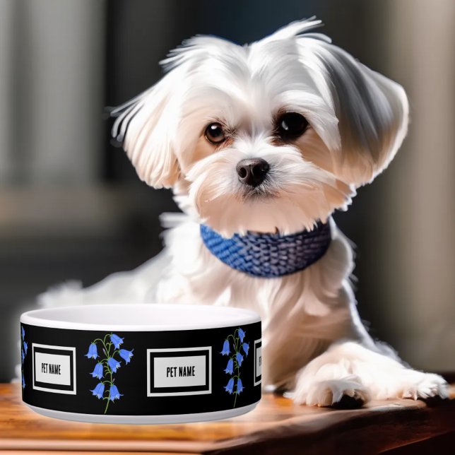 Tigela Pet Bowl Com Lindos Bluebells E Texto (Criador carregado)