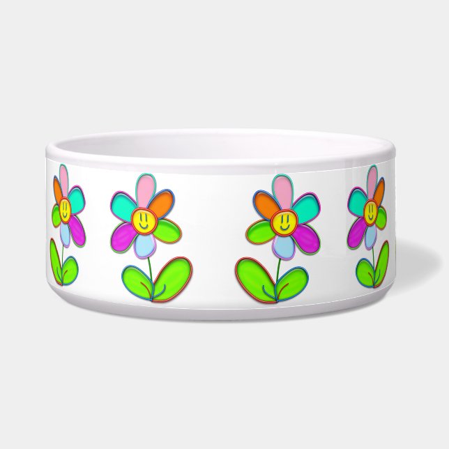 Tigela Pet Bowl com margarida colorida - (Frente)