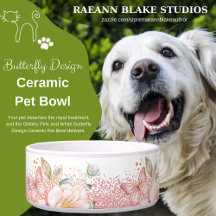 Pet Bowl, cor-de-rosa e Design de borboleta branca