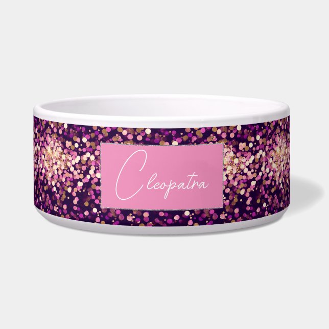 Tigela Pet Bowl, cor-de-rosa personalizado (Frente)