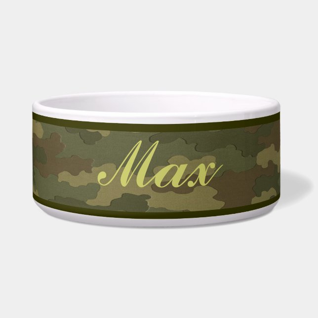 Tigela Pet Bowl da Camuflagem Escura Personalizada (Frente)