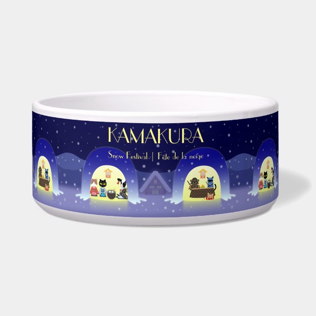 Tigela Pet Bowl da Celebração de Neve de Edo-Neko (Frente)