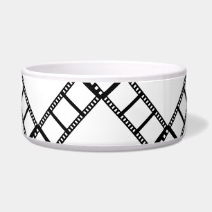 Tigela Pet Bowl da Faixa de Retro - Abstrato Cinematográf