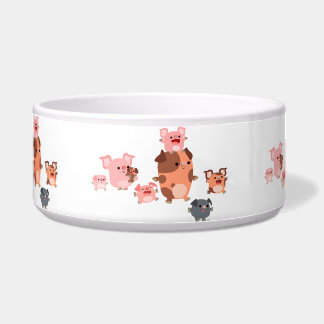 Tigela Pet Bowl da Família de Porcos de Cartoon Bonito
