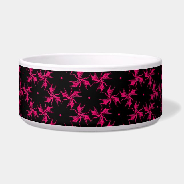 Tigela Pet Bowl, de Aglomerado de Flor Rosa e Preto (Frente)