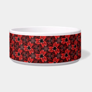 Tigela Pet Bowl, de cerâmica, de espetáculo floral vermel