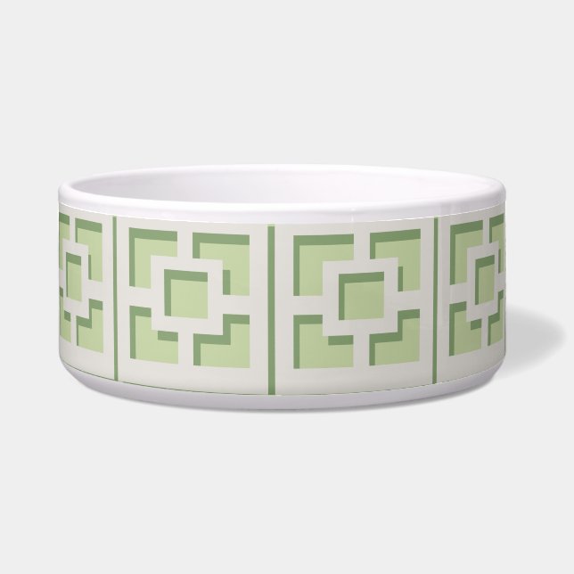Tigela Pet Bowl de Cerâmica de Trellis Verde Retroativa (Frente)