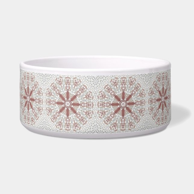 Tigela Pet Bowl de Cerâmica Floral Elegante Lace (Frente)