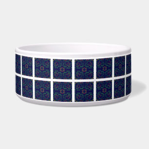 Tigela Pet Bowl de Cerâmica Geométrica Azul