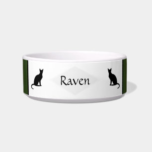 Tigela Pet Bowl de Cerâmica Verde com gatos - HAMbWG