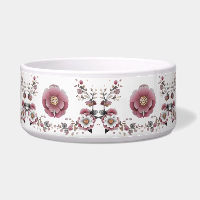 Tigela Pet Bowl, de cor branca, cor rosa (Frente)