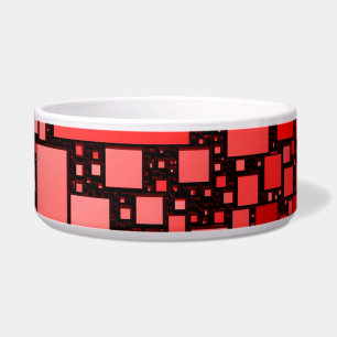 Tigela Pet Bowl, de dança cerâmica, quadrado vermelho e