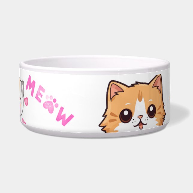 Tigela Pet Bowl de Gato de Cartoon Bonito - Design de Amo (Frente)