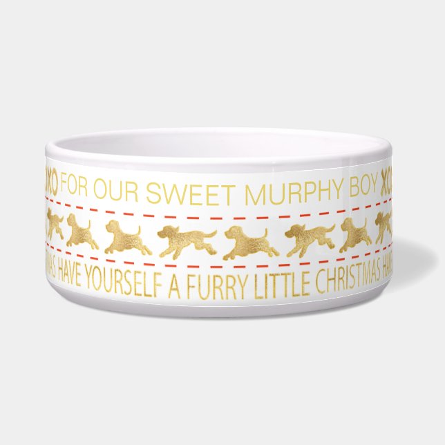 Tigela Pet Bowl de Natal "DOURADO/UGLY SWEATER" (Frente)