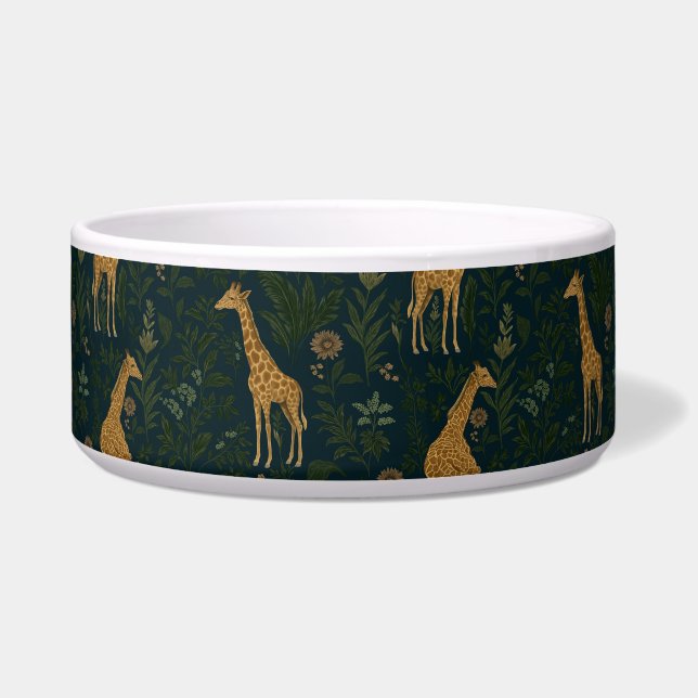 Tigela Pet Bowl de Parceiro de Girafa Tropical (Frente)