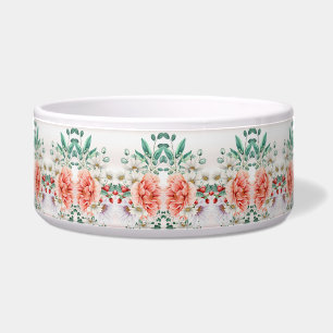 Tigela Pet Bowl de Peony Flower Aquarela