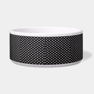 Tigela Pet Bowl de Polkadot Preto e Branco Personalizáve
