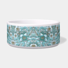 Tigela Pet Bowl de Teal White Floral