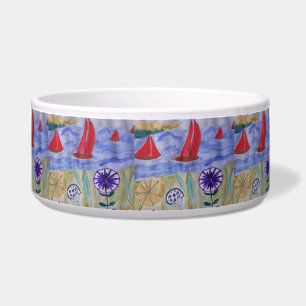 Tigela Pet Bowl de velas e flores vermelhas