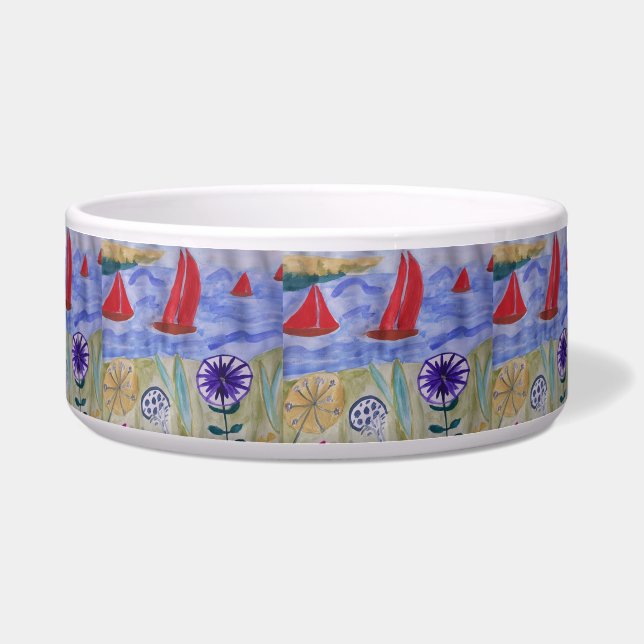 Tigela Pet Bowl de velas e flores vermelhas (Frente)