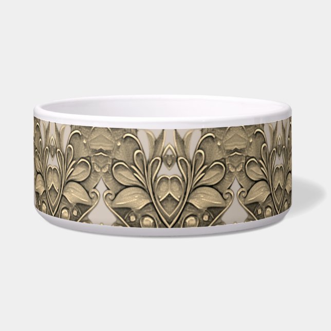Tigela Pet Bowl, Decorativa Cerâmica Moderna Dourada Eleg (Frente)