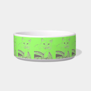 Tigela Pet Bowl do Retrato do Gato Ragdoll - Verde Mod
