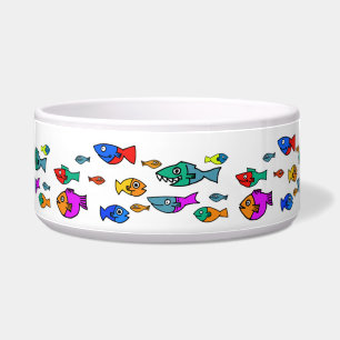 Tigela Pet Bowl for Dogs or Cats Colorful Fish Pattern