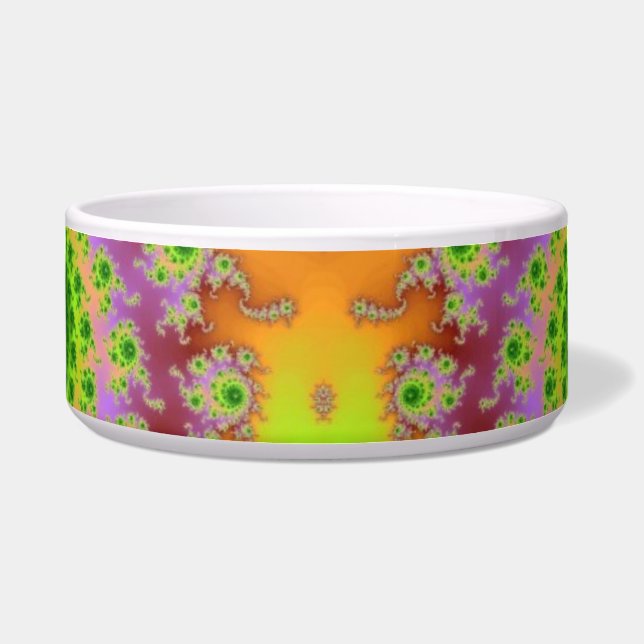 Tigela Pet Bowl Fractal de Olhos Verdes (Frente)