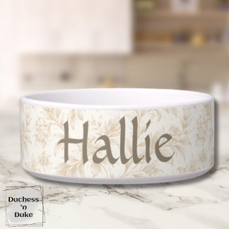 Tigela Pet Bowl - Ivory Botanical, Personalized 