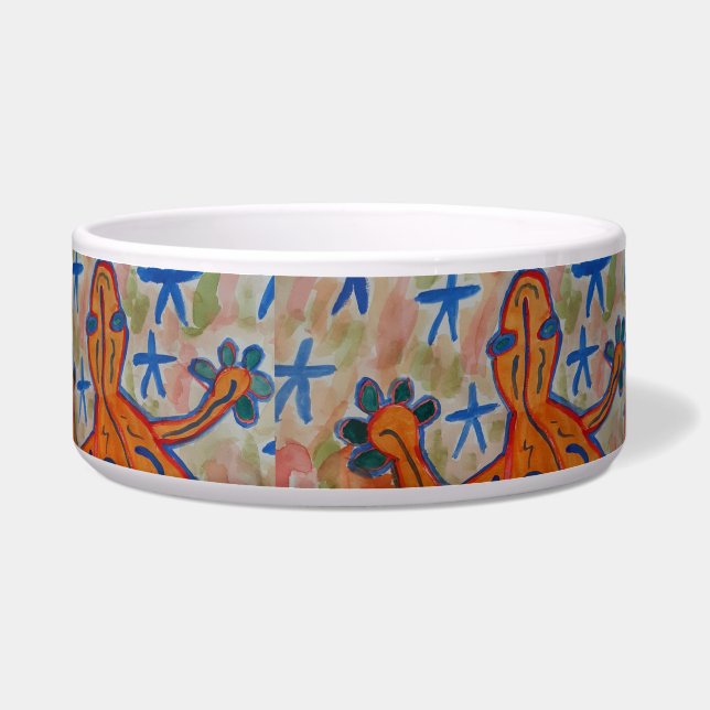 Tigela Pet Bowl - Laranja Gecko Cerâmica (Frente)