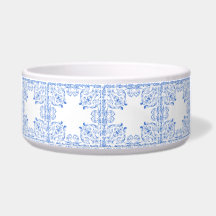 Pet Bowl ornamentado Azul e Branco